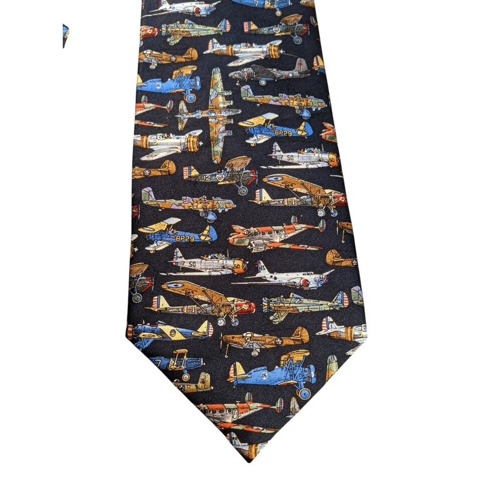 Airplane Tie 100% Silk World War II Blue Museum Artifacts Tie Novelty Aviation